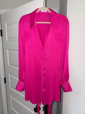 Vestique Pink Satin Wrap Dress